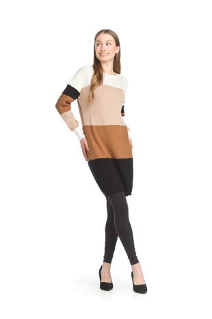 SD-11414 - Colour Blocked Sweater Dress - Colors: Blue, Brown - Available Sizes:XS-XXL - Catalog Page:36 